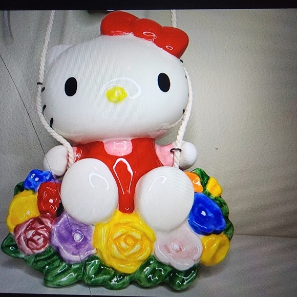 NWT Adorable Hello Kitty on swing ! Made by BLUE SKY ( Rare)with 💐 flowers. - Picture 2 of 11